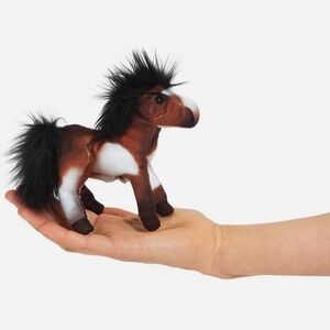 Folkmanis Mini Horse Finger Puppet Brown Black White. Horse Lovers